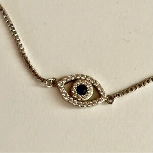 Elegant Silver Evil Eye Bracelet adjustable length